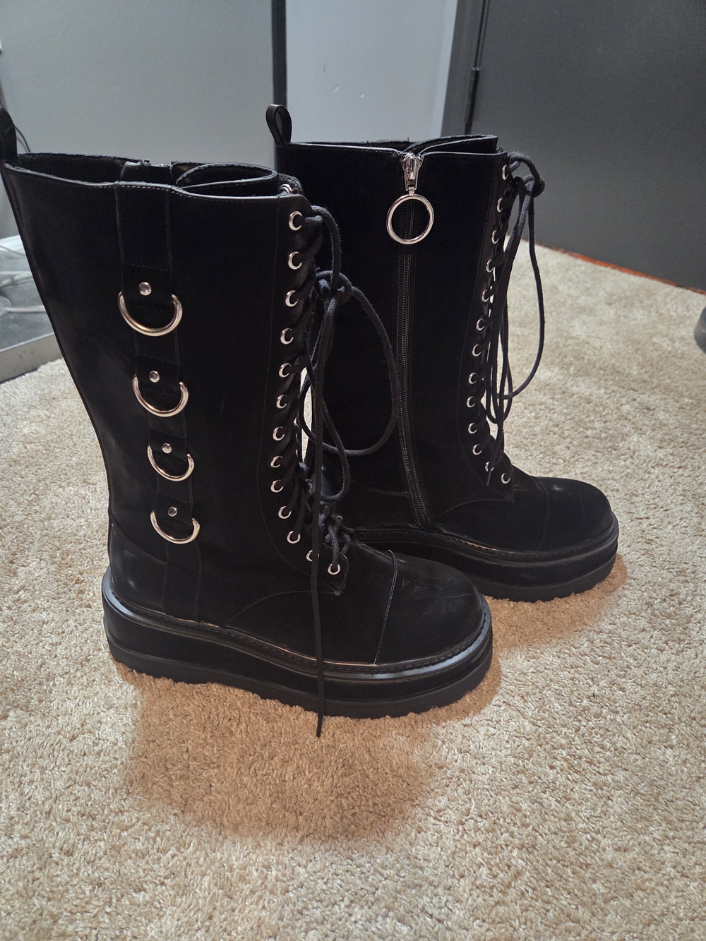 Trent Black Liquid Velvet Boots - Picture 8 of 10